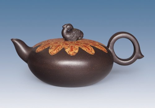冯建平紫砂壶 神鸟（黑） 
