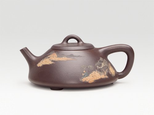 殷阿根紫砂壶 扁石瓢 