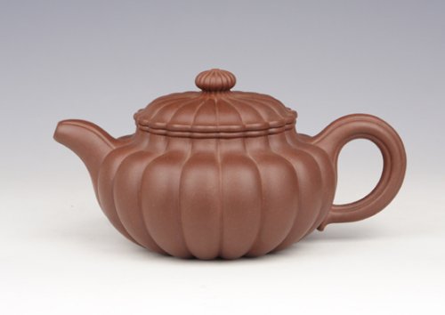 狄新陶紫砂壶 圆条仿古 