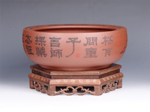 董建平紫砂壶 陶刻水洗 