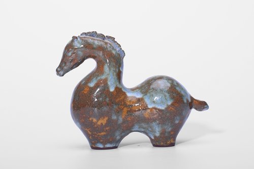 冯群星紫砂壶 紫砂彩釉马 