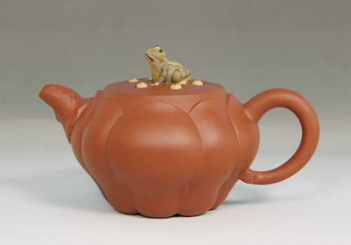 张建明紫砂壶 青蛙莲子 