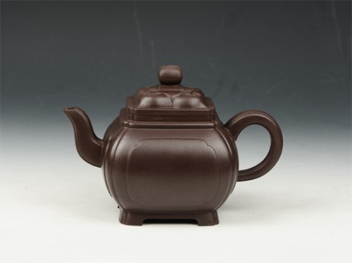 邵慧琴紫砂壶 菱方 400cc 原矿老紫泥 