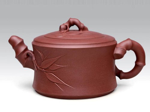 严志军紫砂壶 一节竹段  泥料：原矿清水泥  容量：400CC 