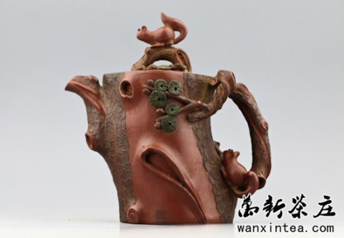 邵新和紫砂壶 早期高工邵新和制做雕刻=[松椿壶]证书齐全(绝品) 