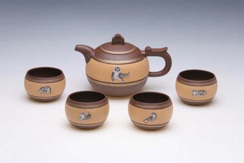 葛军紫砂壶 五福临门 