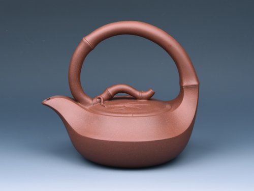 张丽妹紫砂壶 曲竹提梁 