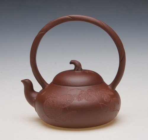 孟勤紫砂壶 葫芦提梁 