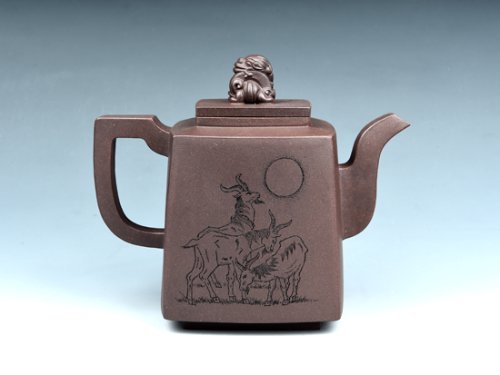 董建平紫砂壶 三羊开泰 