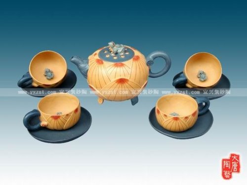 唐六琴紫砂壶 荷塘情趣 