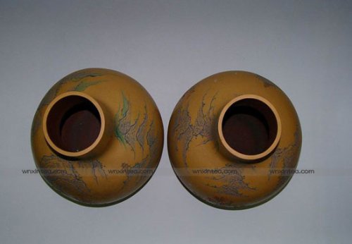 邵新和紫砂壶 高级工艺大师邵新和亲自制做雕刻的=[佛肚瓶](售出) 