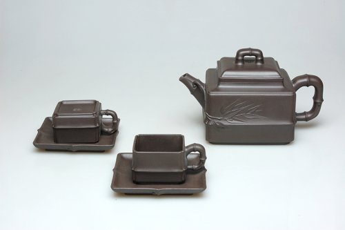 庄玉林紫砂壶 玉泉方竹套壶 