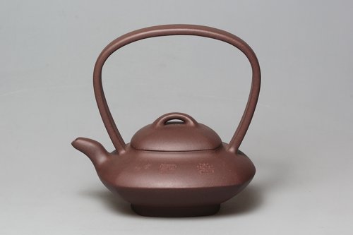 沈寅华紫砂壶 混四方提梁 