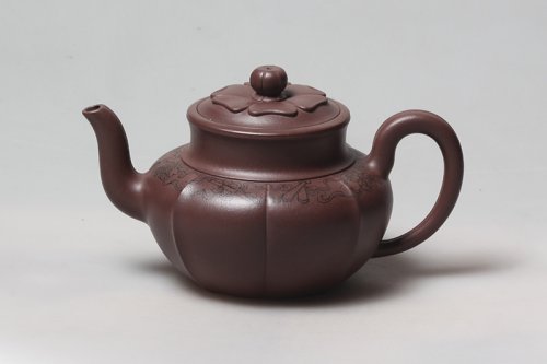 刘军华紫砂壶 八宝高莲 