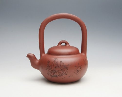 王丽紫砂壶 丰圆提梁 