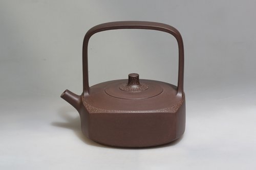 殷惠娟紫砂壶 紫玉金砂提梁 