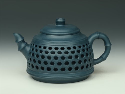 董建忠紫砂壶 双层镂空竹编 