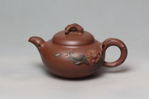 钱建生紫砂壶 富贵牡丹 