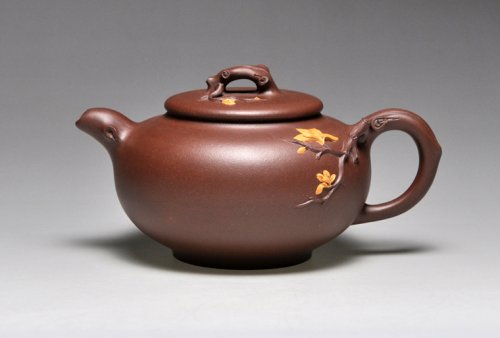 吴建平紫砂壶 《玉兰花》泥料：紫泥  容量：350cc 