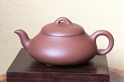 鲍青紫砂壶 三弯石瓢壶 