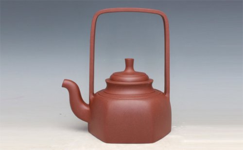 江丽芬紫砂壶 方圆提梁壶 