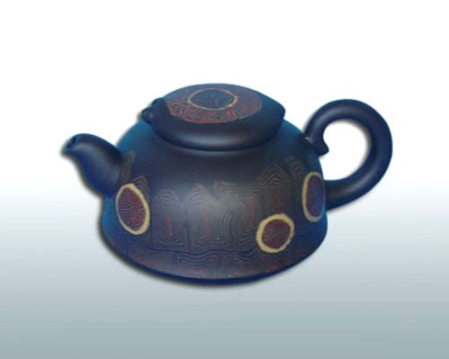 尹盘军紫砂壶 绞泥祝寿壶 