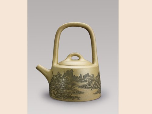 朱建明紫砂壶 曼生提梁 