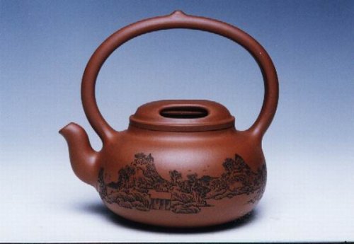 贺洪梅紫砂壶 牛盖提梁 