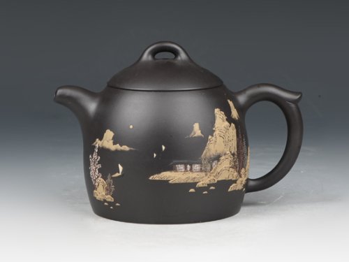 邵文紫砂壶 秦权（泥绘） 