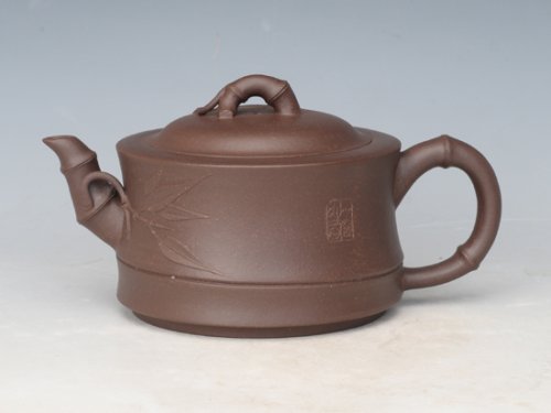 罗荣贤紫砂壶 竹段 容量：380cc   黄龙山老紫泥 