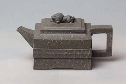 李彬紫砂壶 四方青狮壶 