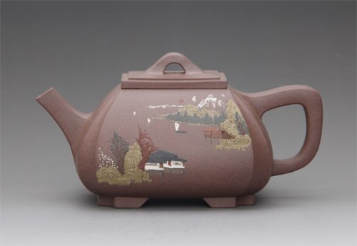 吕伟紫砂壶 四方抽角石瓢 