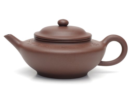 严志军紫砂壶 玉扁  泥料；原矿老拼紫   容量:180CC 