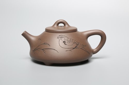 马永强紫砂壶 石瓢 上海油画雕塑院徐勇良教授刻绘 