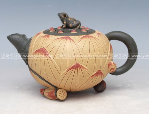 沈菊芳紫砂壶 青蛙荷叶壶 