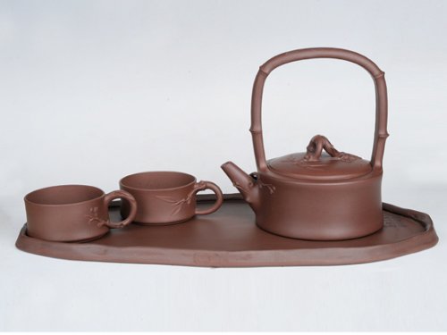 陈珍华紫砂壶 梅竹双清提梁（寒香提梁）  容量：300CC  泥料：紫泥 