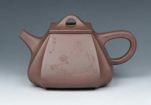 王建琴紫砂壶 四方抽角 