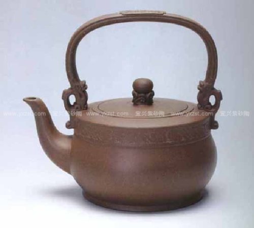 吴群祥紫砂壶 双龙戏珠提梁壶 