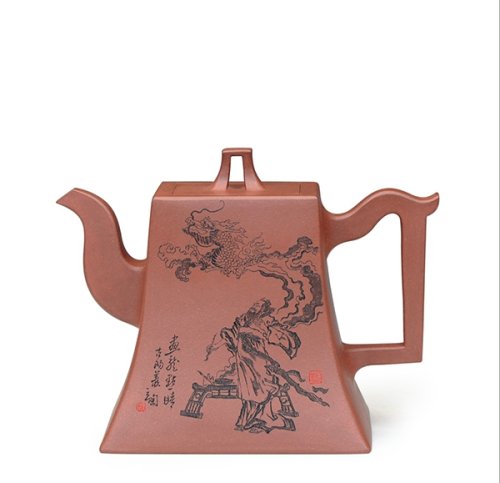 万美群紫砂壶 方尊 