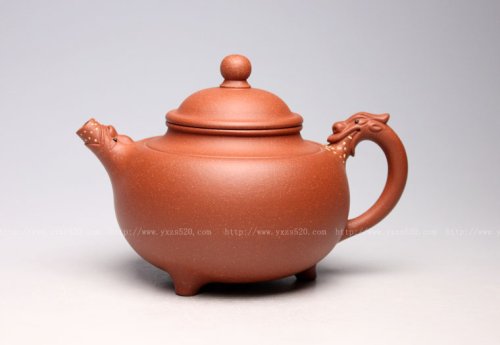 吴建平紫砂壶 《环龙三足》泥料：降坡泥  容量350cc 