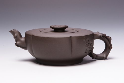 范建华紫砂壶 花开五福壶 黑泥 