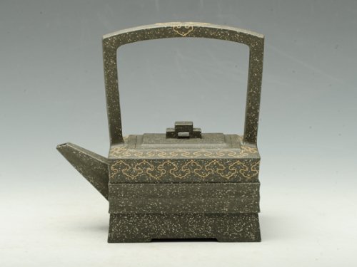 邵文紫砂壶 玉带提梁 