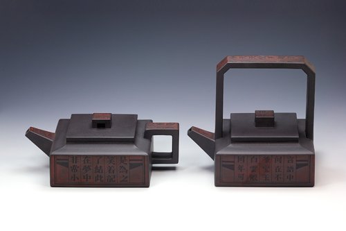 储峰紫砂壶 方山逸士对壶 