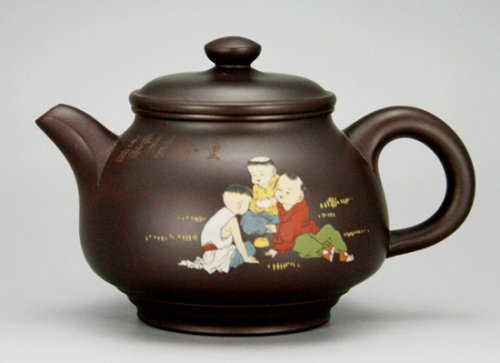 陈正初紫砂壶 彩绘福乐260cc 