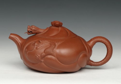 陈顺仙紫砂壶 朱泥鱼化龙 