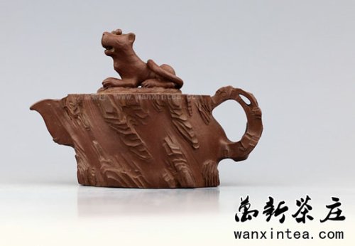 邵新和紫砂壶 宜兴紫砂=(早期)高工邵新和制做雕刻=[虎泉壶]II(绝品) 