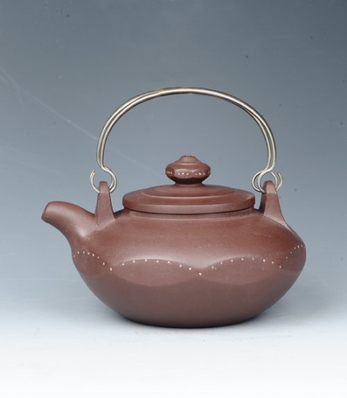 应敏亚紫砂壶 金砂提梁 