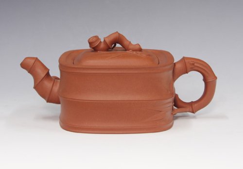 吴青紫砂壶 四方竹段 