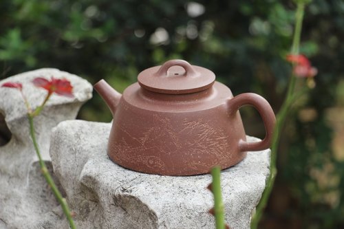 刘根林紫砂壶 鱼罩 