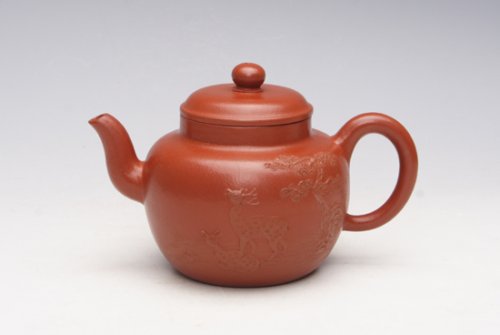 许新禄紫砂壶 朱泥泥绘 